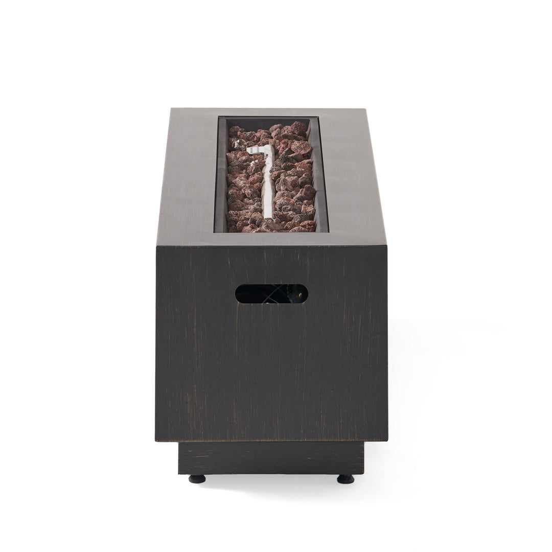 Modern Dark Grey 40' Outdoor Iron Propane Fire Pit