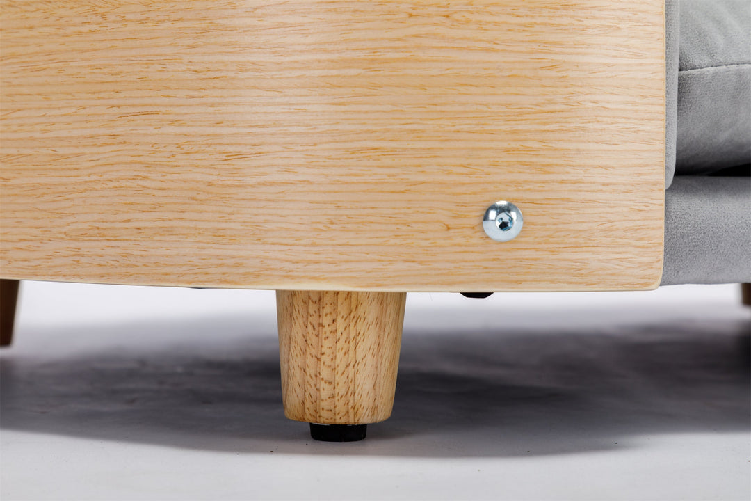 Scandinavian Style Elevated Dog Bed Pet Sofa Velvet Cushion Mid Size Light Grey