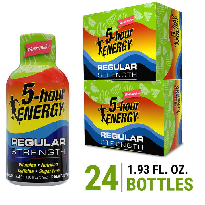 24 Pack 5-hour ENERGY Regular Strength Shots, Watermelon Flavor 1.93 Fl Oz