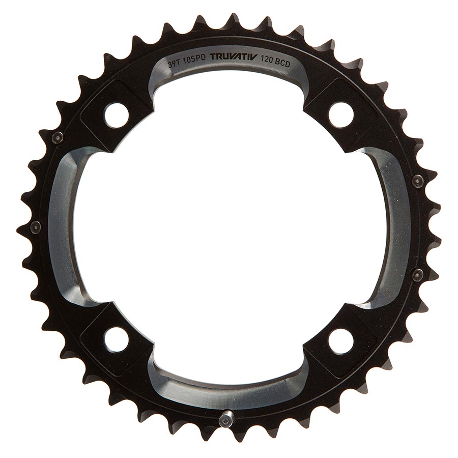 SRAM, 39T, 10 sp, BCD 120mm, 4-Bolt, All 26/39, Outer Chainring, For L-pin GXP 2x10, Aluminum, Black, 11.6215.188.260