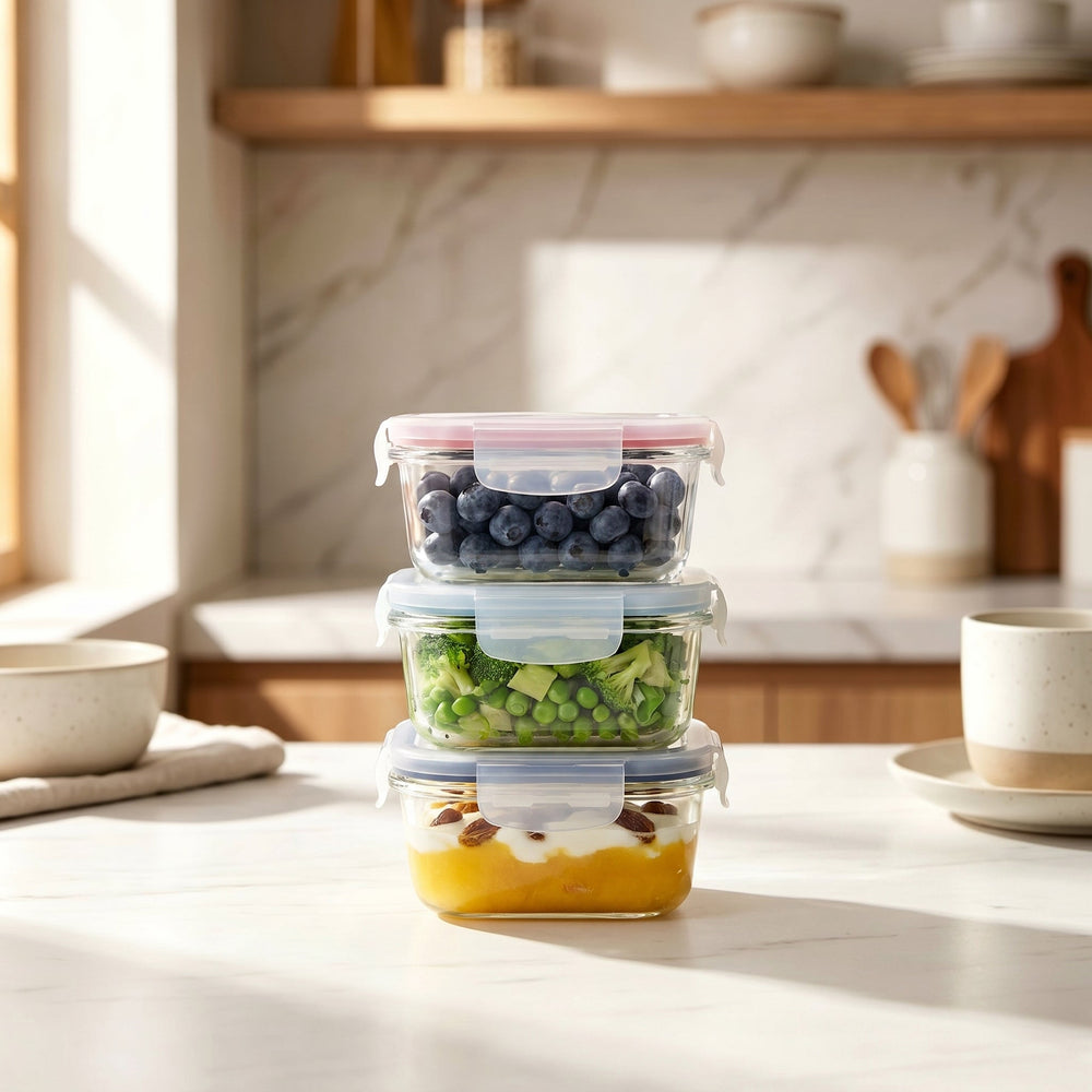 Mini Glass Container Set - Rectangular Vanilla