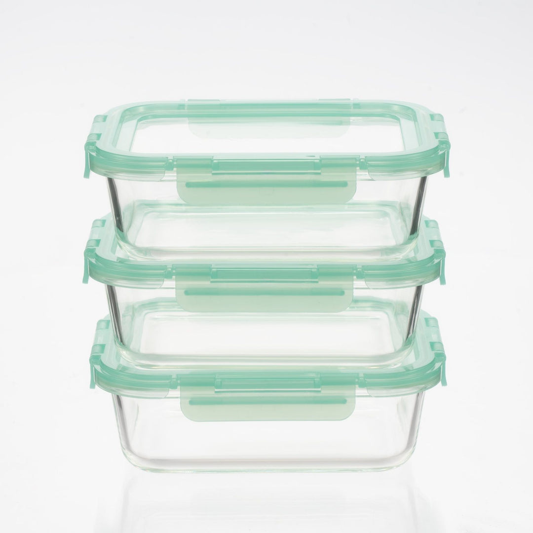 Glass Containers with Flexible Silicone Lids - Set of 3
