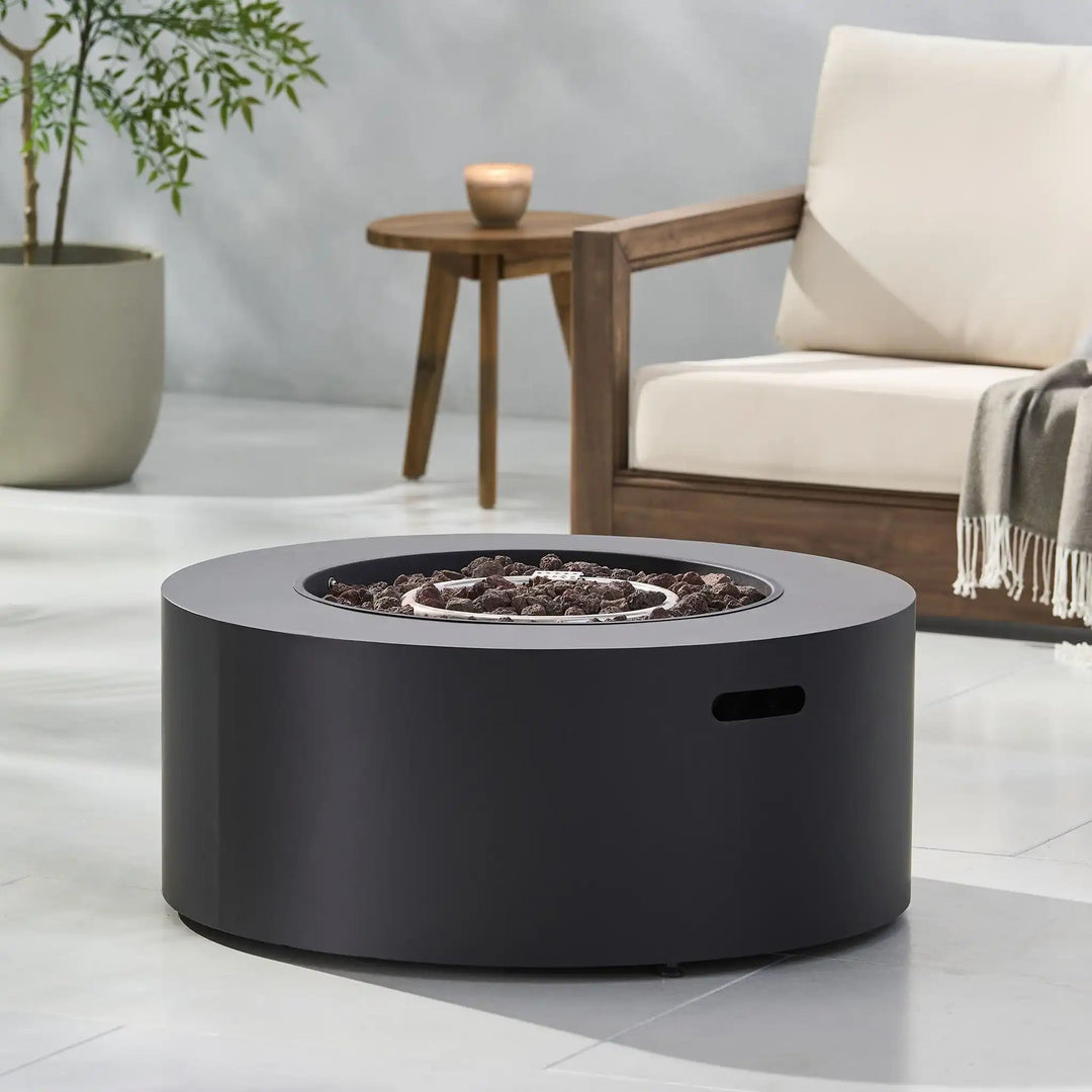 Round Iron Fire Pit With 40,000 Btu