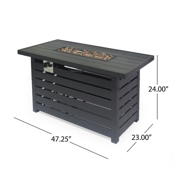 Rectangular Iron Fire Pit - 30,000 BTU - Tank Cover Inside