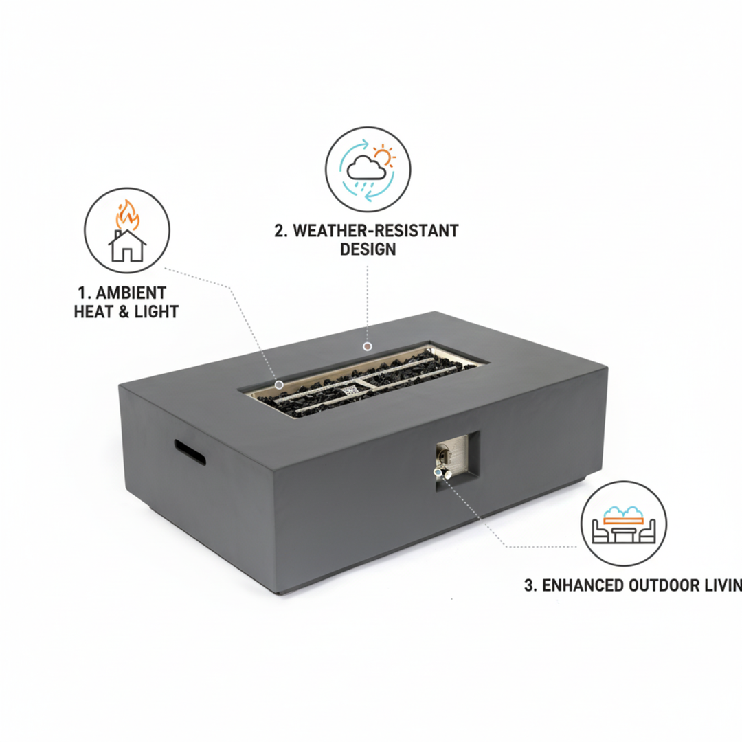 Volon Modern Rectangular Fire Pit Table