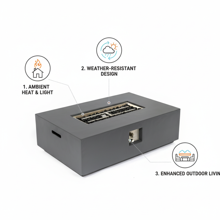 Volon Modern Rectangular Fire Pit Table