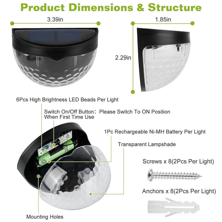 4-Piece Solar Fence Outdoor Lights for Illumination