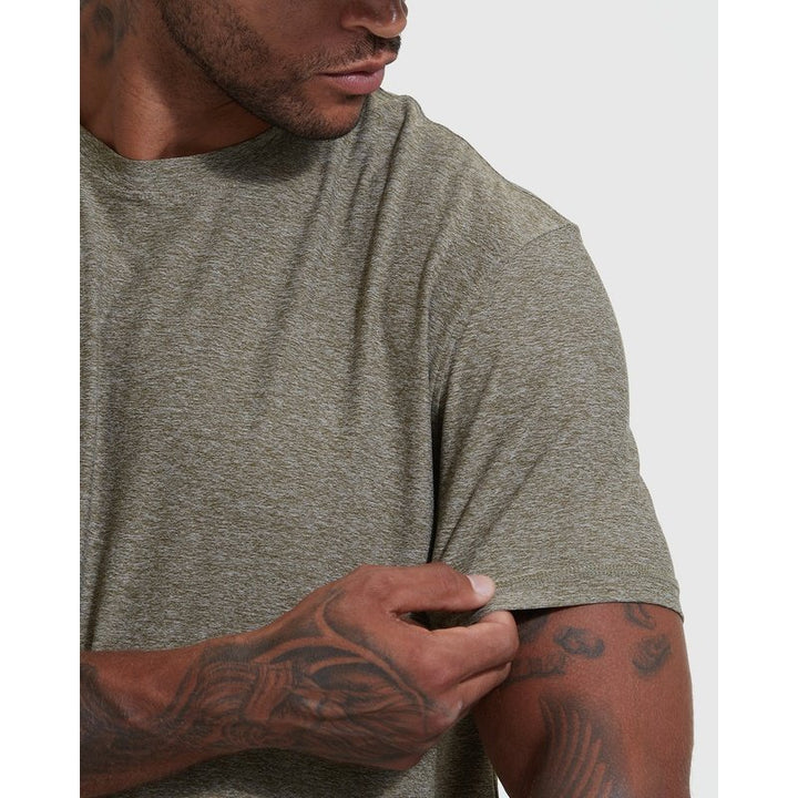 Heather Military Green Active Crew Neck T-Shirt