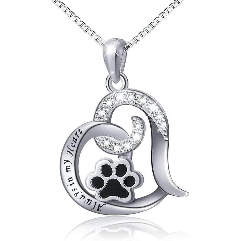 Always in My Heart Paw Print Necklace – Pet Memorial Gift