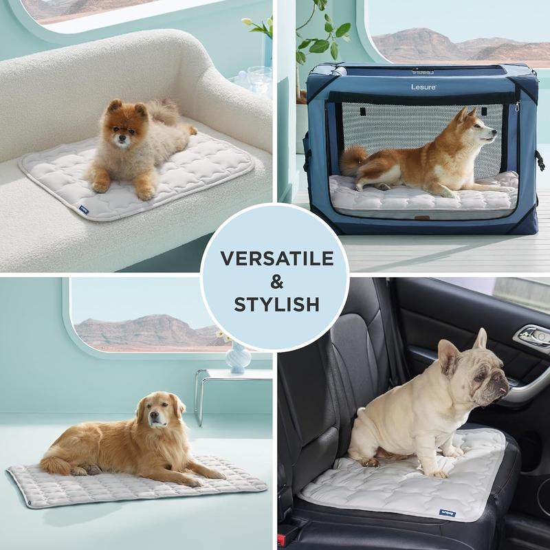 Bedsure Dog Cooling Mat – Washable Summer Crate Pad for Large Dogs Up to 50 lbs , Non-Slip, Portable, QMAX>0.5 Cooling Tech