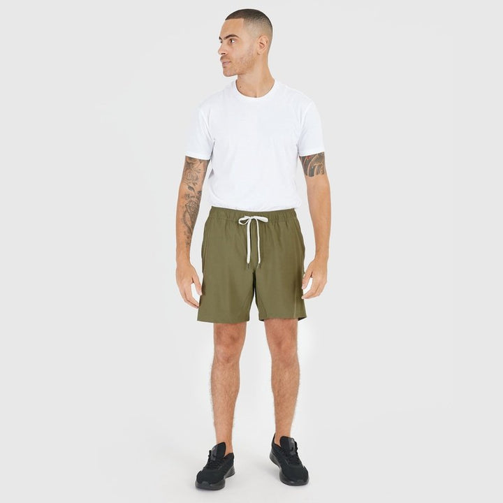Military Green Active Quick Dry Short with Liner