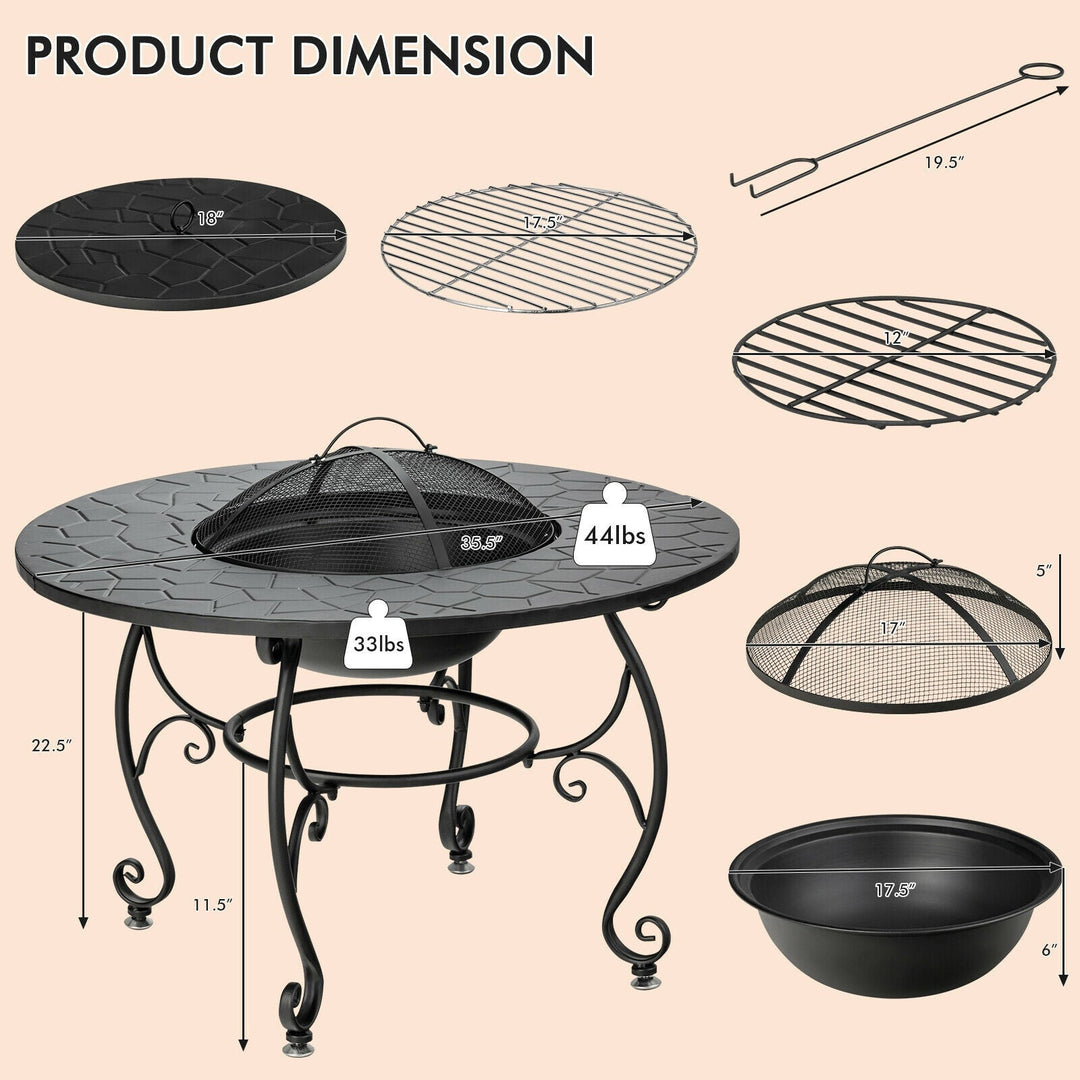Patio Fire Pit Dining Table with Cooking BBQ Grate