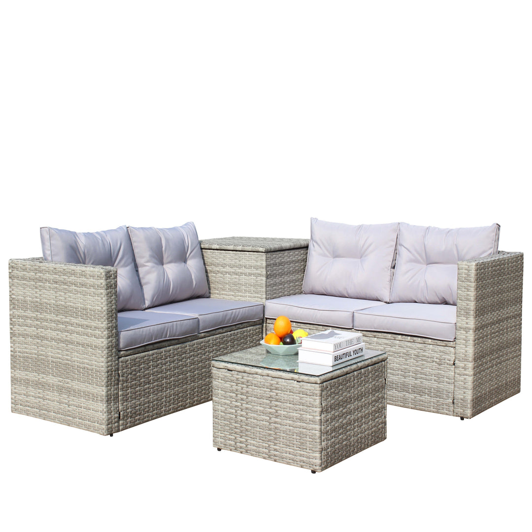 4 Piece Patio Sectional Wicker Rattan Sofa Set