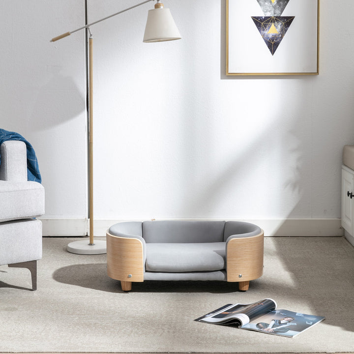 Scandinavian Style Elevated Dog Bed Pet Sofa With Solid Wood Legs