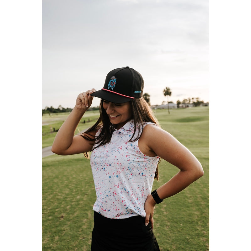 Shank it Golf Womens White Paint Splatter Polo