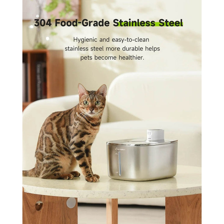 4L Wireless Cat Water Fountain - Auto Sensor Pet Drinking Fountain with Battery | Stainless Steel Cordless Water Dispenser for Dogs & Cats