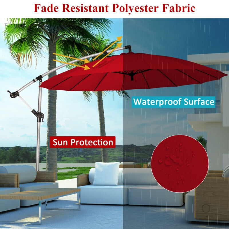 10 Feet Patio Offset Umbrella for Poolside and Garden