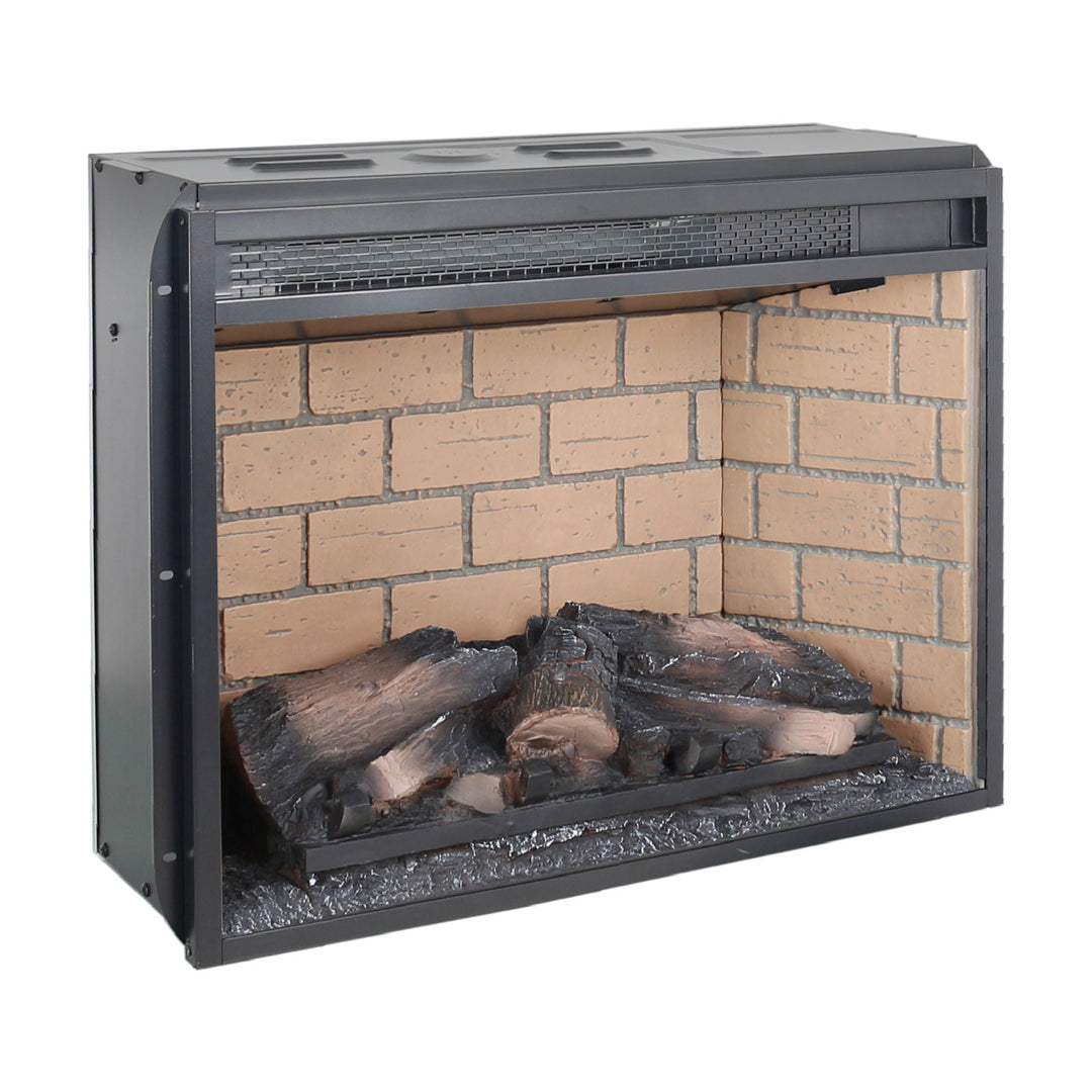 Infrared Quartz Heater Insert - Woodlog Version with Brick