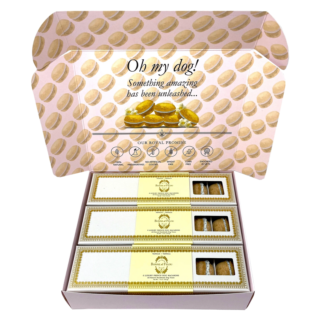 Bonne et Filou Dog Macaron Combo Gift Box 18 French Dog Macarons