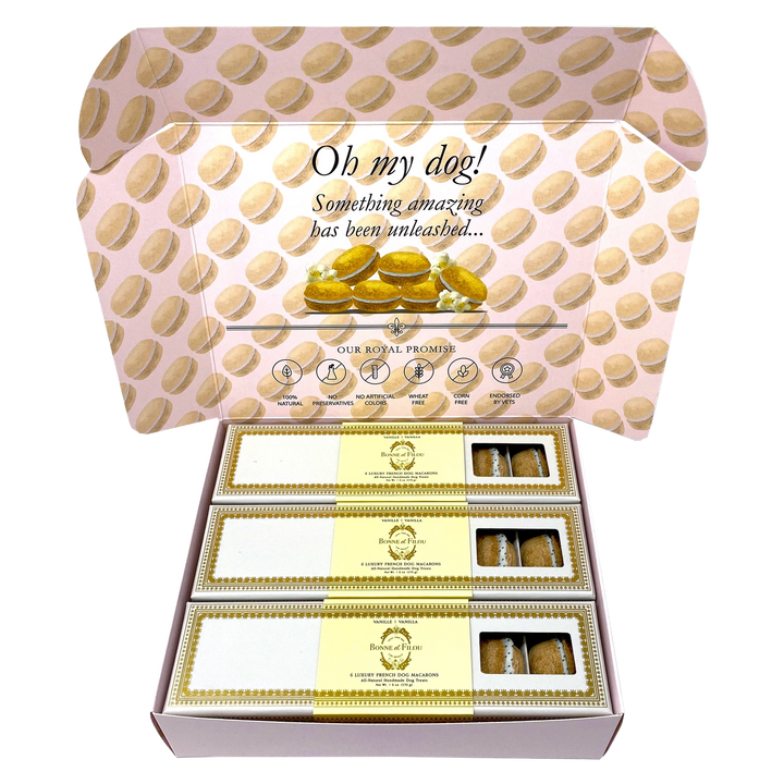 Bonne et Filou Dog Macaron Combo Gift Box 18 French Dog Macarons