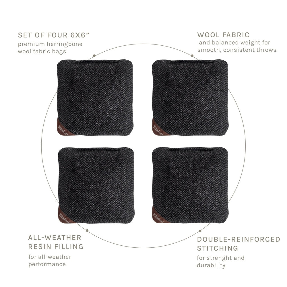 6-in Herringbone Cornhole Bags | Premium All-Weather Collection