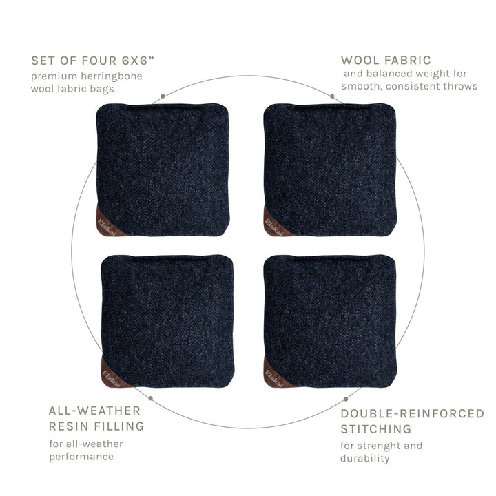6-in Herringbone Cornhole Bags | Premium All-Weather Collection