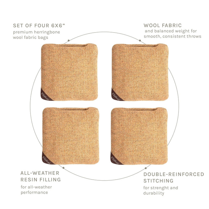 6-in Herringbone Cornhole Bags | Premium All-Weather Collection