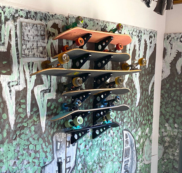 Skateboard Storage Rack for Organizing Boards and Gear