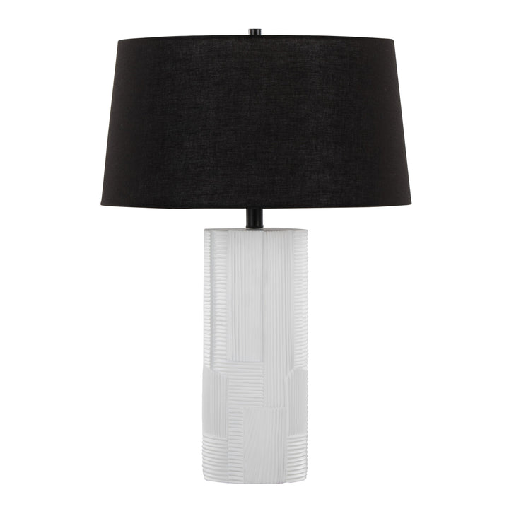 Petra 26" Contemporary Polyresin Table Lamp in Cream and Black - Set of 2