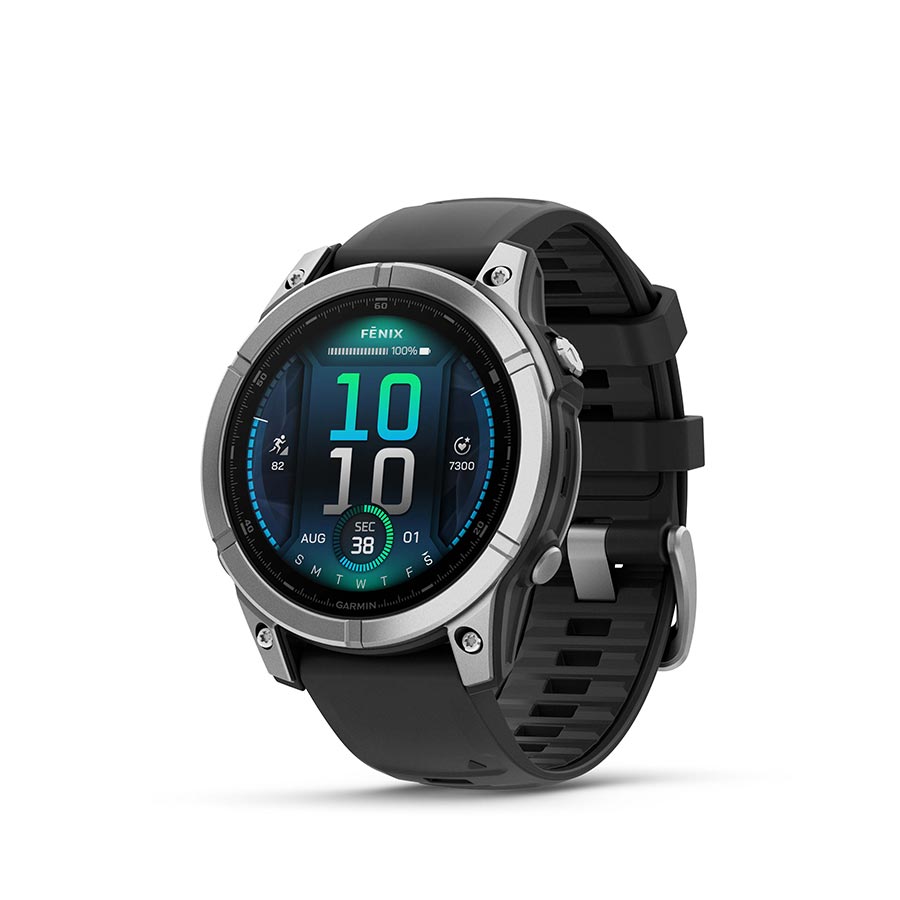 Stainless, Wristband: Black - Silicone