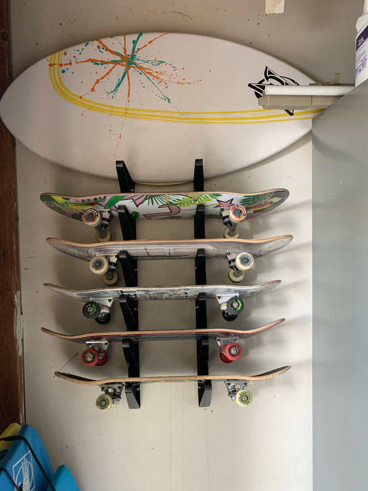 Skateboard Storage Rack for Organizing Boards and Gear