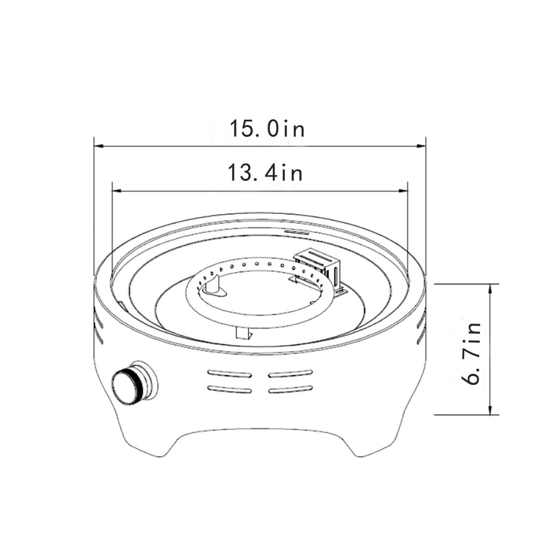 15" Propane Tabletop Gas Fire Pit for Outdoor Living Spaces