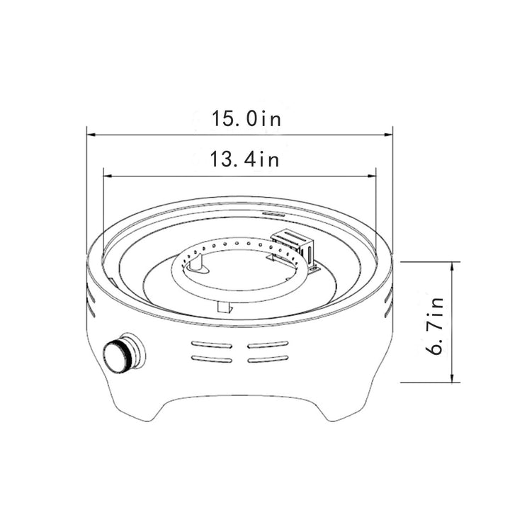 15" Propane Tabletop Gas Fire Pit for Outdoor Living Spaces