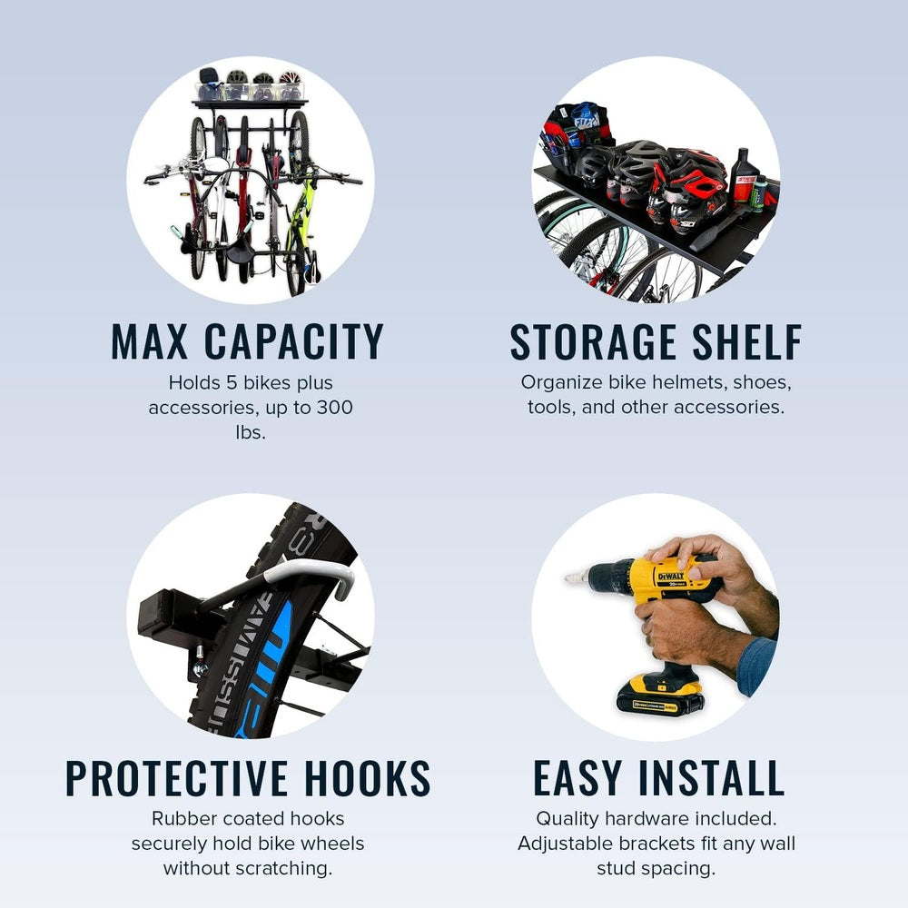 G-Bike Wall Storage System for 5 Bikes - Bike Storage Solution