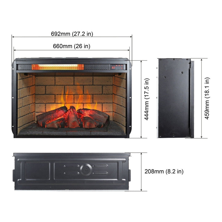 Infrared Quartz Heater Insert - Woodlog Version with Brick