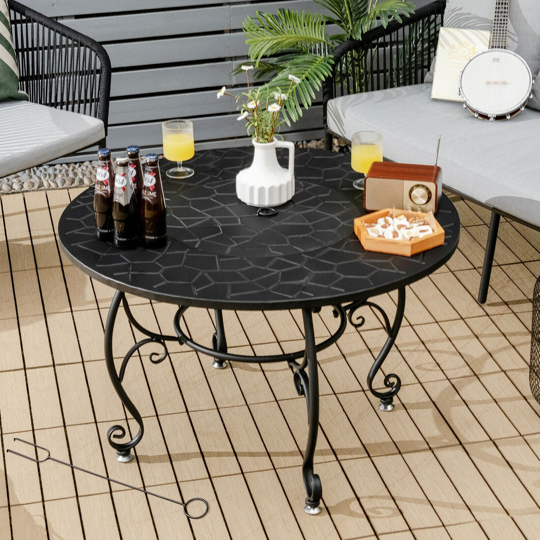 Patio Fire Pit Dining Table with Cooking BBQ Grate