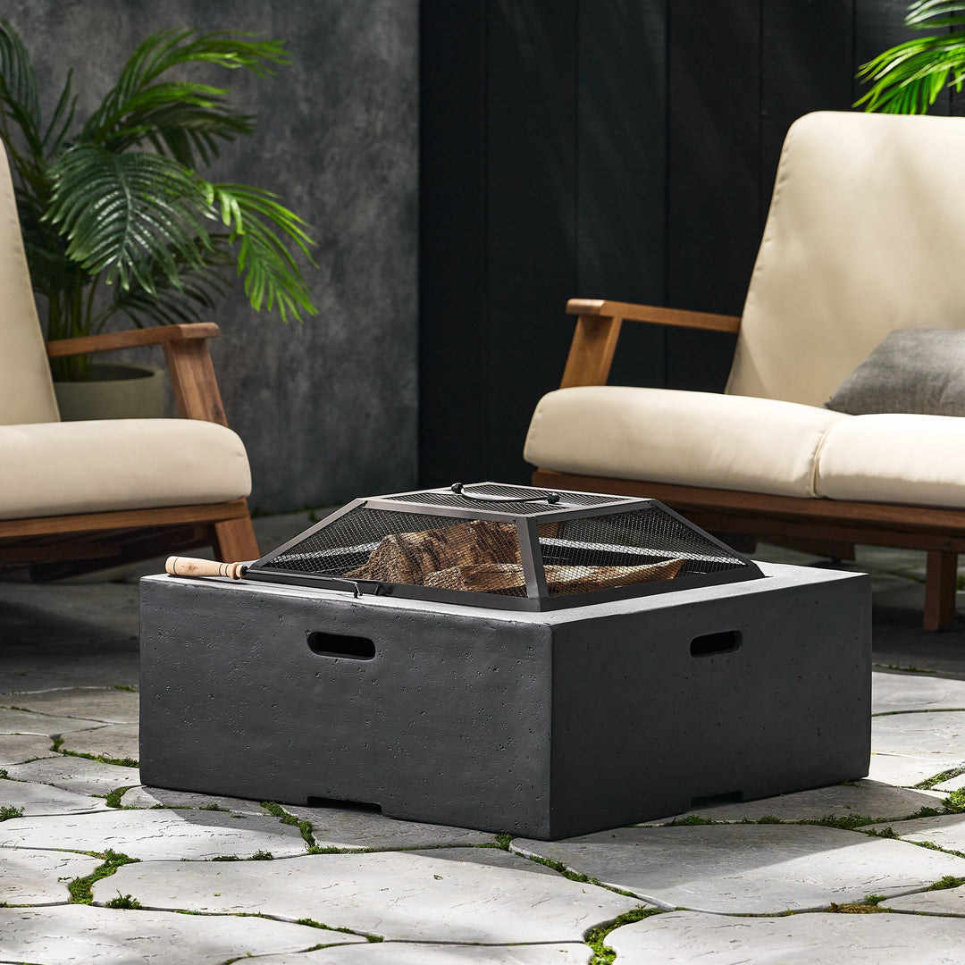 29 Inch Square Wood-Burning Fire Pit for Outdoor Spaces
