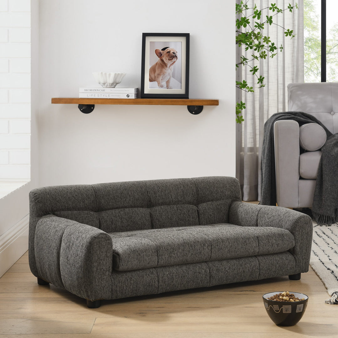 Modern Dark Gray Pet Sofa with Backrest and Armrests