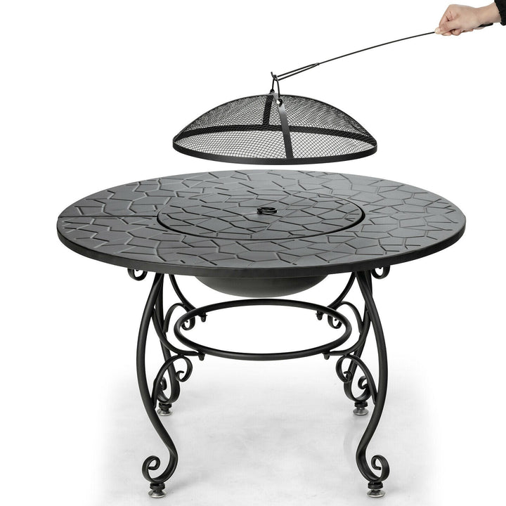Patio Fire Pit Dining Table with Cooking BBQ Grate