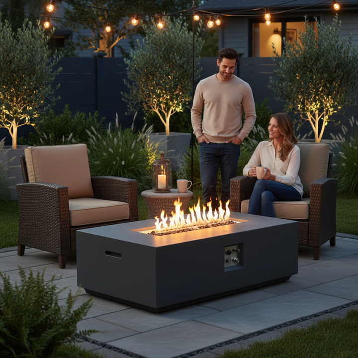 Volon Modern Rectangular Fire Pit Table