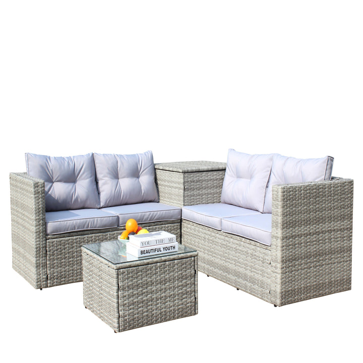 4 Piece Patio Sectional Wicker Rattan Sofa Set