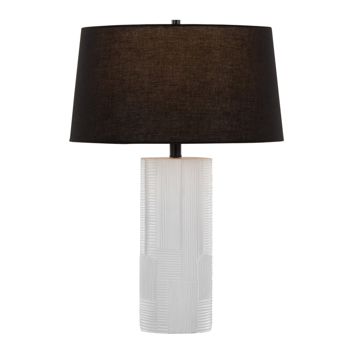 Petra 26" Contemporary Polyresin Table Lamp in Cream and Black - Set of 2