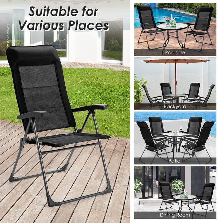 2 Pcs Portable Patio Folding Dining Chairs Setup