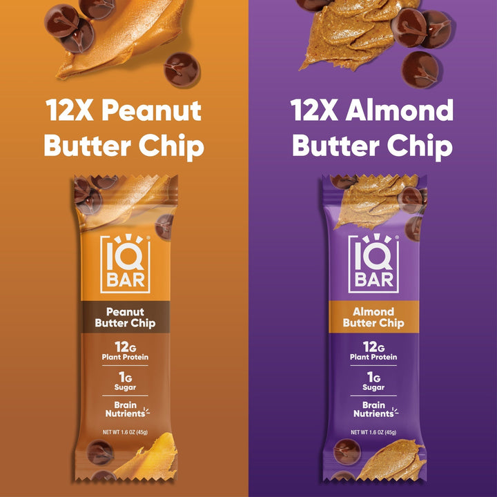 IQBAR Almond Butter Chip & Peanut Butter Chip 24 Bars