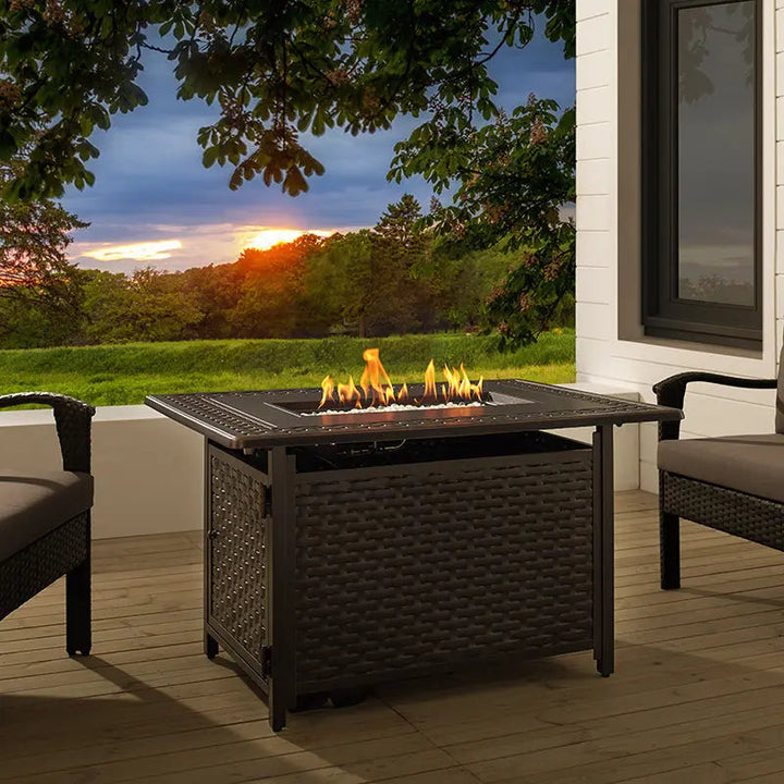 Albany 44" Rectangular Aluminum Gas Fire Pit Table
