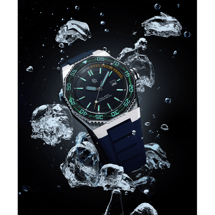 Aquacarbon Pro Horizon Blue Dive Watch with Luminous Carbon Fiber