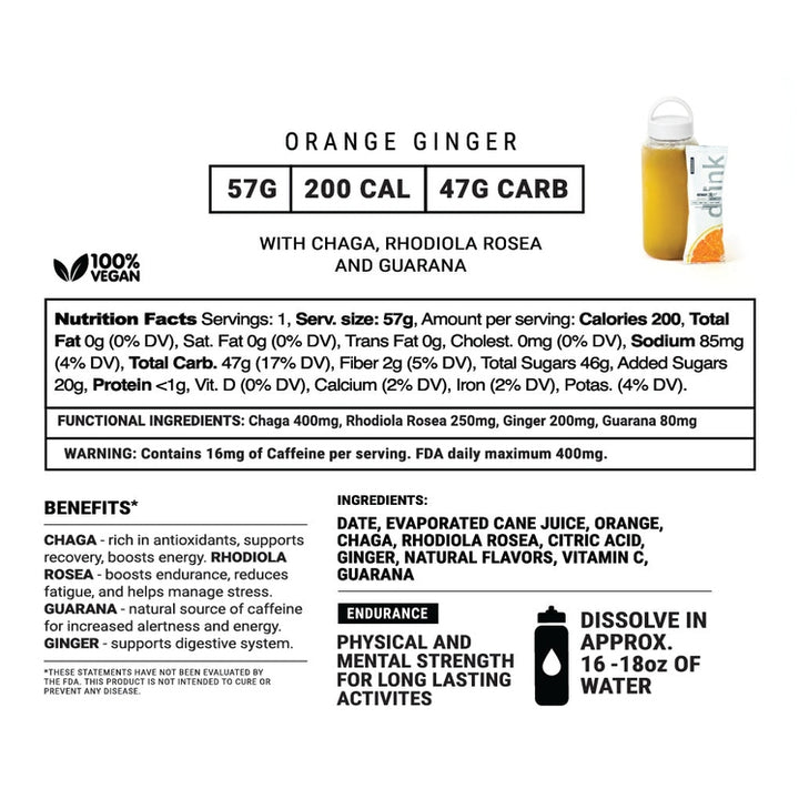 Orange Ginger Endurance Energy Drink w/Adaptogens