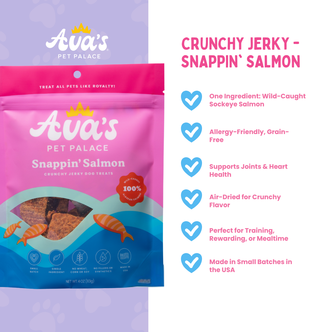 Ava's Pet Palace Pre-Order Crunchy Jerky Dog Treats - Snappin' Salmon