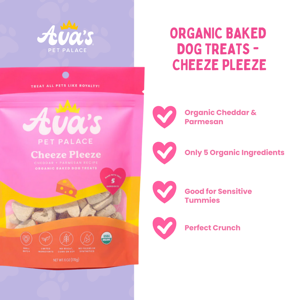 Ava's Pet Palace Organic Baked Dog Treats - Cheeze Pleeze