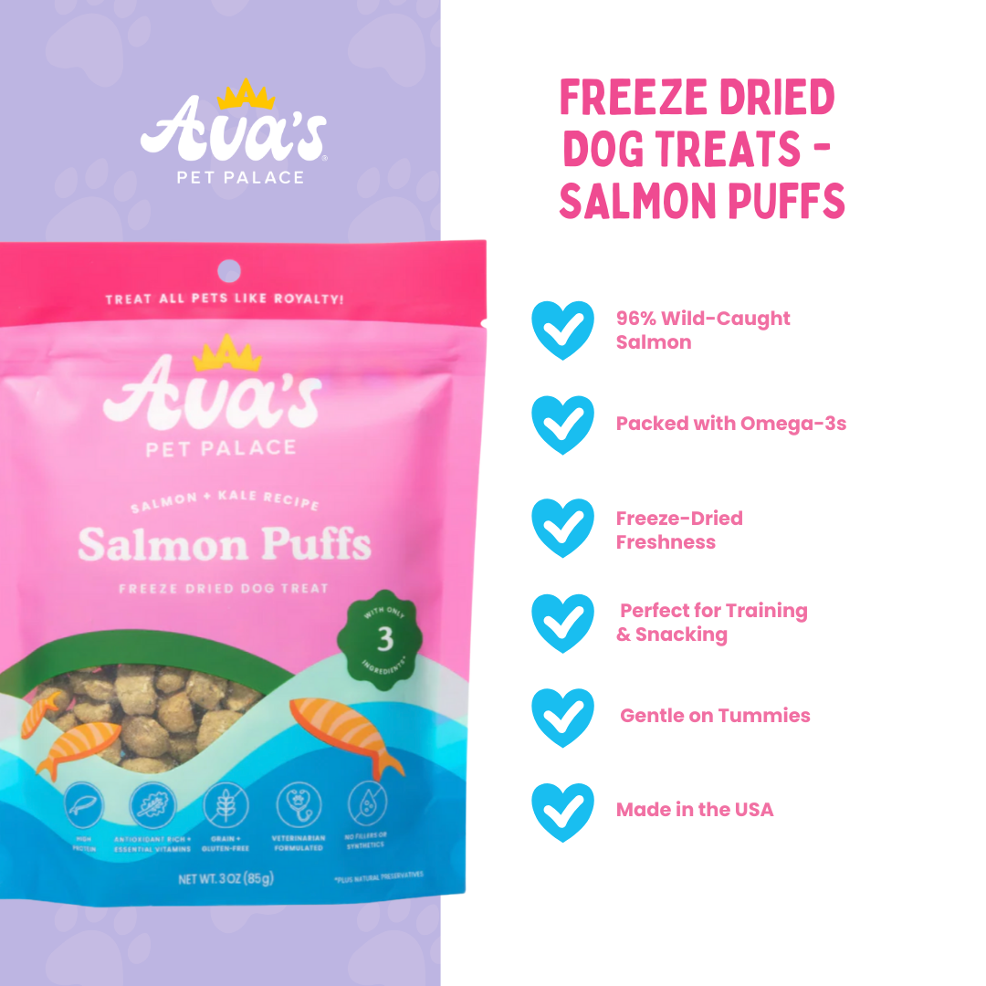 Ava's Pet Palace Freeze Dried Dog Treats - Salmon Puffs